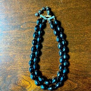 Vintage black beaded necklace